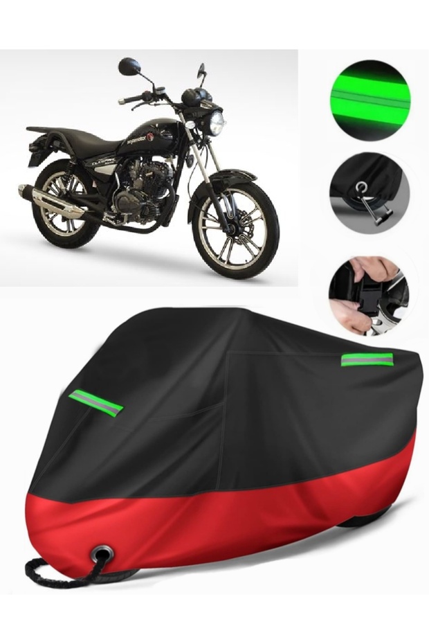 Asian Elegant 150 Compatible Premium Motorcycle Tarpaulin (Lock Compatible) Black-Red