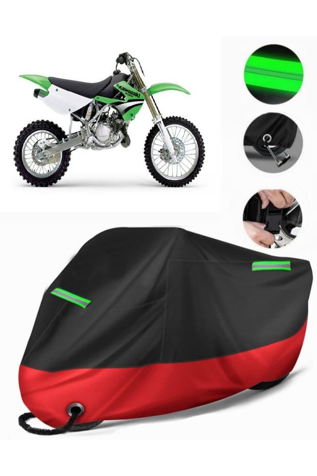 Kawasaki Kx 85 Compatible Premium Motorcycle Tarpaulin (Lock Compatible) Black-Red