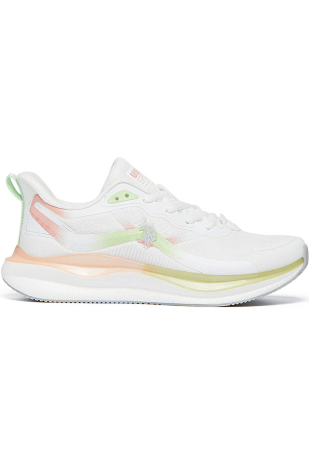 Women's White Low-Top Sneakers - Bold Lace-Up Style, Comfortable Casual Footwear