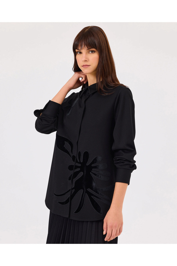 Desenli Düğmeli Gömlek - 3