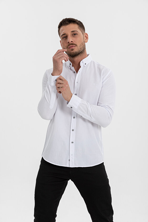 Men's Gabardine Fabric Cotton Washed Regular Fit Shirt