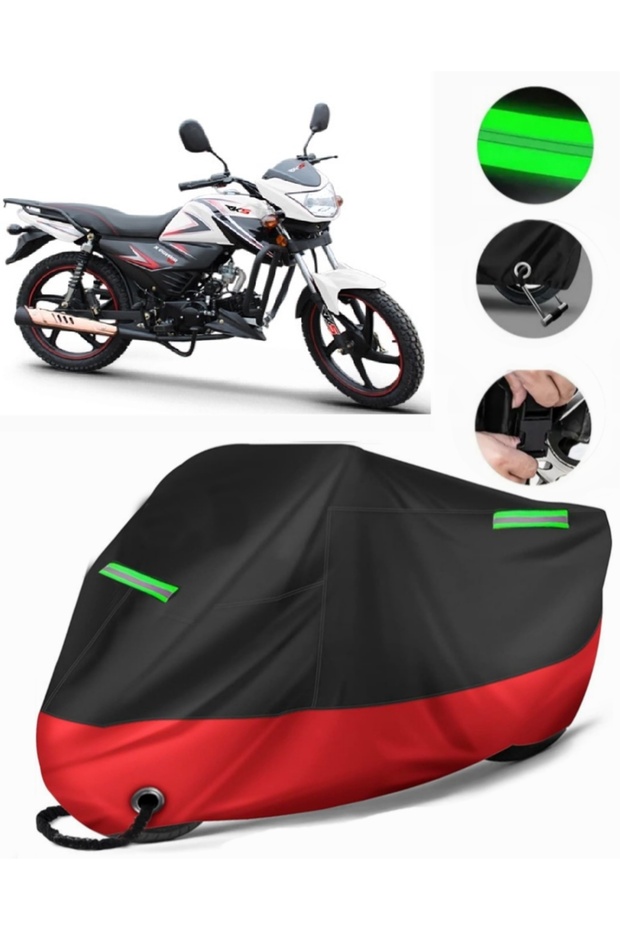 Rks X Power 50 Compatible Premium Motorcycle Tarpaulin (Lock Compatible) Black-Red