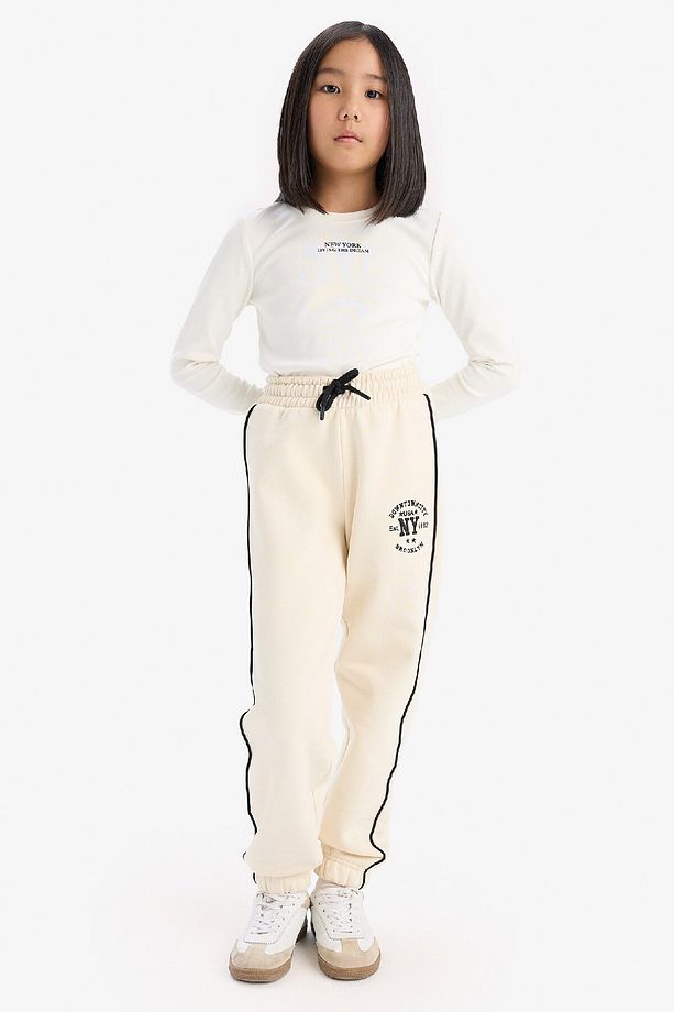 Kız Çocuk Beli Lastikli Baskılı Pamuklu Jogger Eşofman Altı D8092A824WN - 3