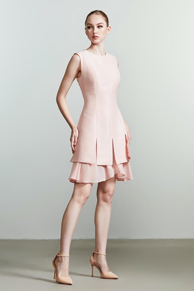 فستان من الشيفون ذو حافة متعددة - 1