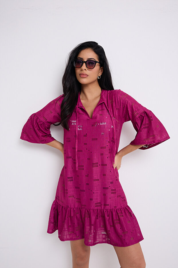 Fırfır Detaylı Elbise - 1