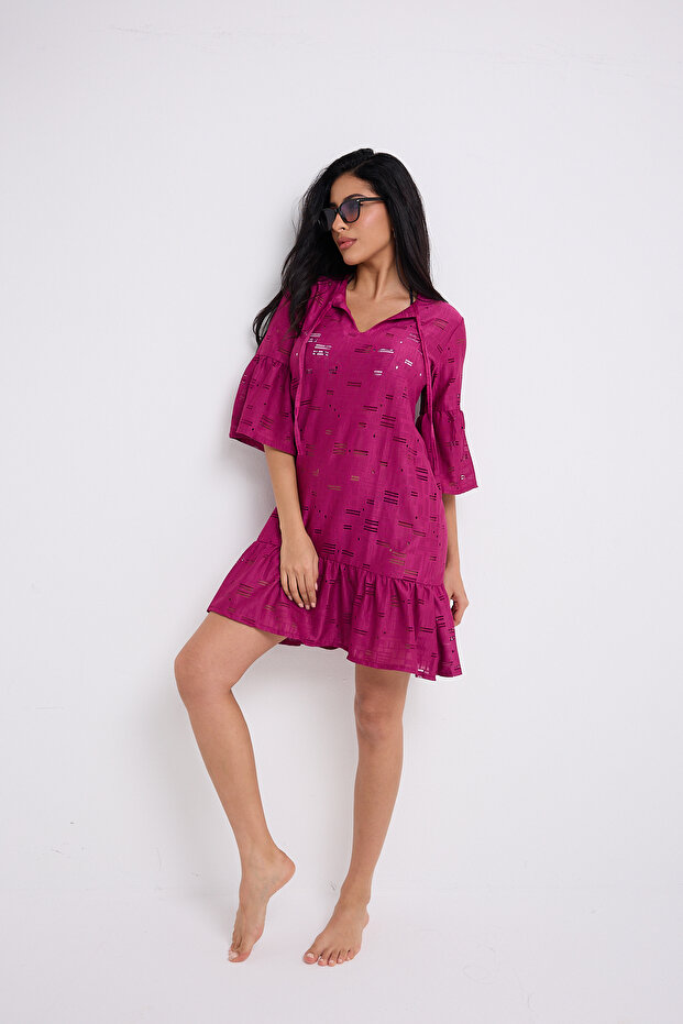 Fırfır Detaylı Elbise - 7