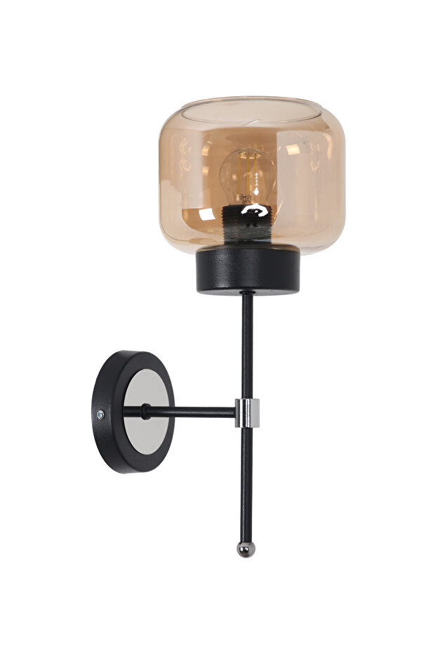 Kama Siyah Krom Bal Camlı Aplik - 5