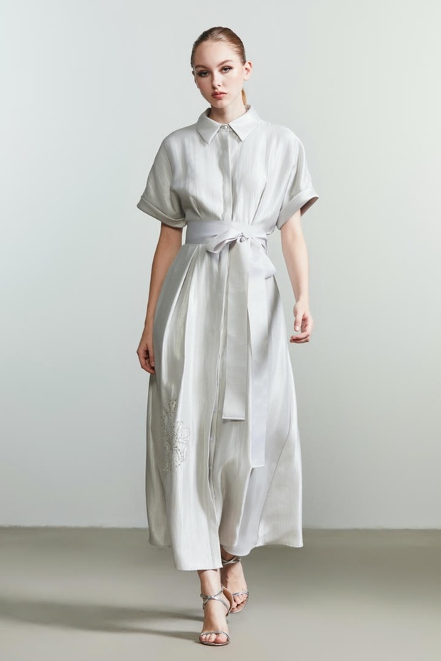 فستان بياقة على شكل حرف A - 1