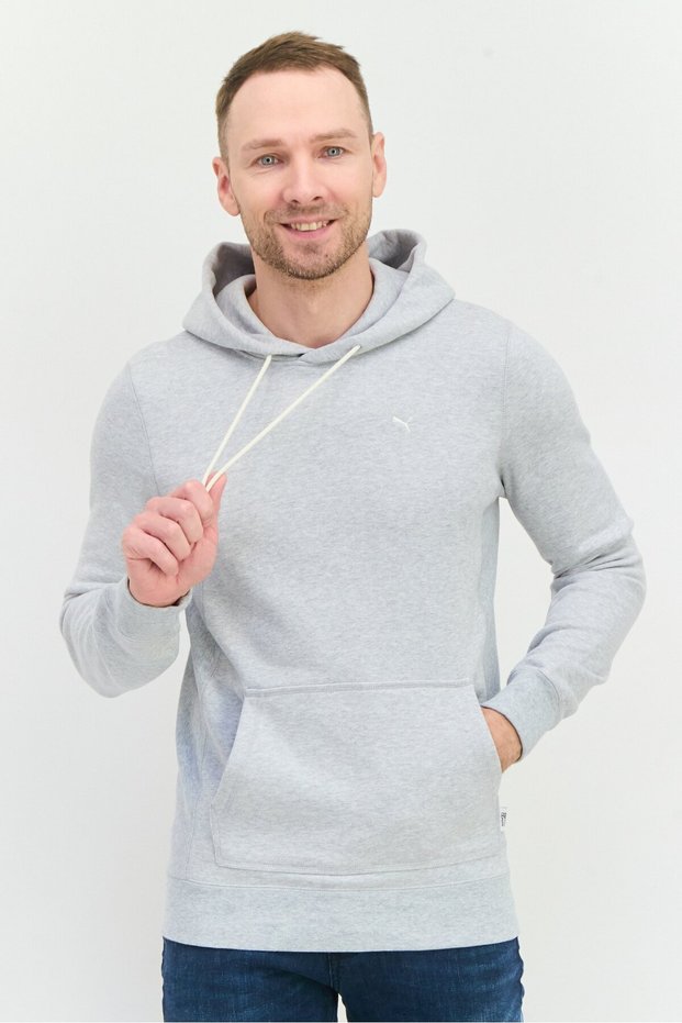 Men Sportswear Fit Long Sleeve Outdoor Hooded Sweatshirt, Grey