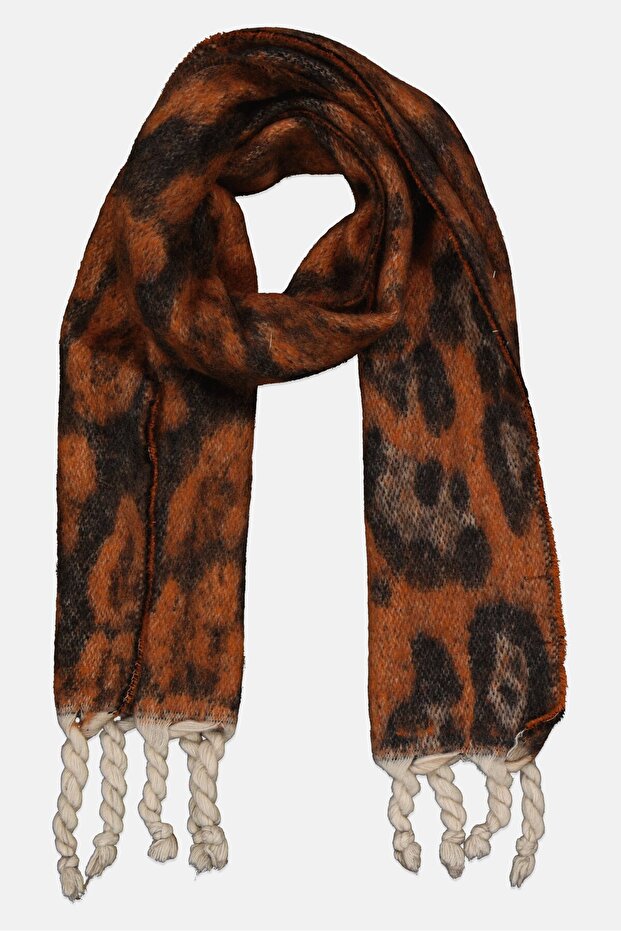 Women Allover Print Scarf 198 x 78 cm, Brown