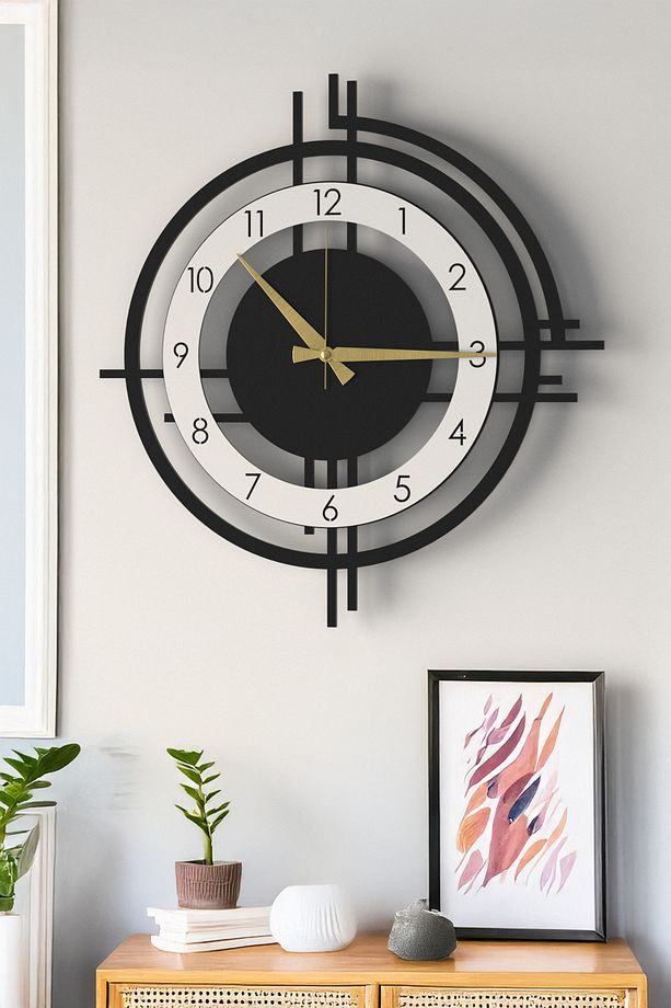 Şık ve Modern Duvar Saati - 48cm Büyük Boy, 3 Farklı Renk Seçeneği - - 3