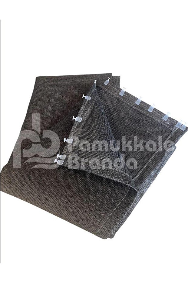 Balcony Curtain Anthracite Jute Shade Curtain with Cornice Buckle (Widthxheight)