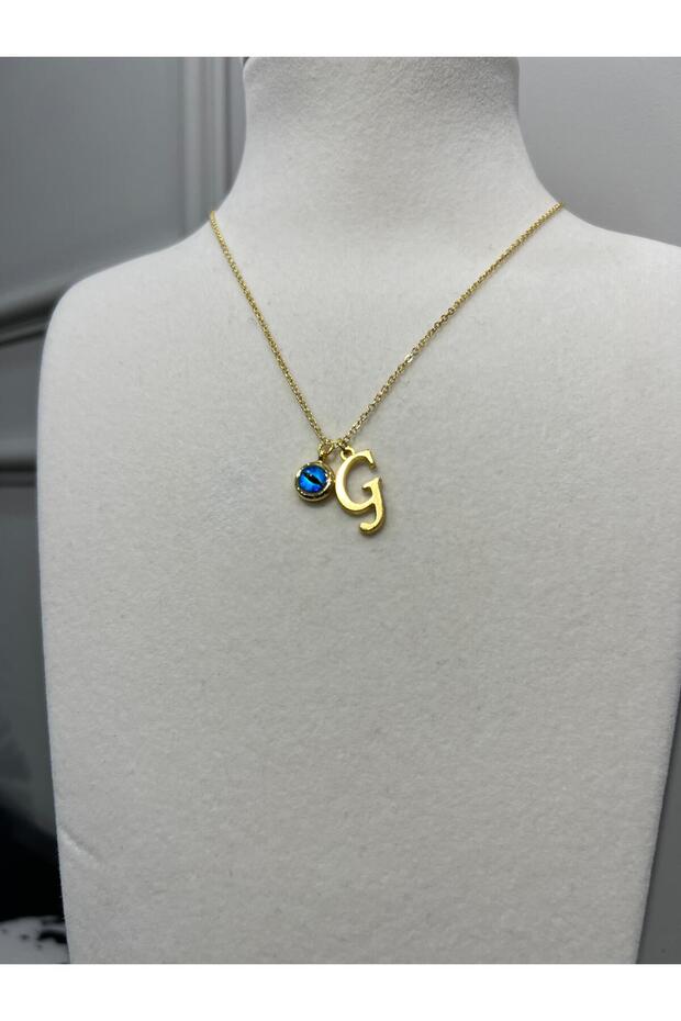 G Letter Necklace - with Evil Eye Bead Letter and Chain