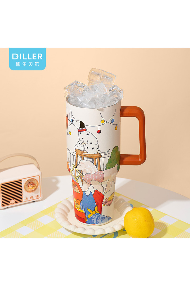 Pipetli Yalıtımlı Kahve Kupası 1200ml 12 Saate Kadar Sıcak/Soğuk Bardak Gövdeli Termos - 5