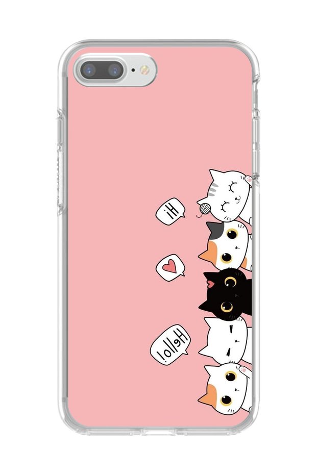 iPhone 8 Plus Compatible Transparent Case Kittens 2 Designs