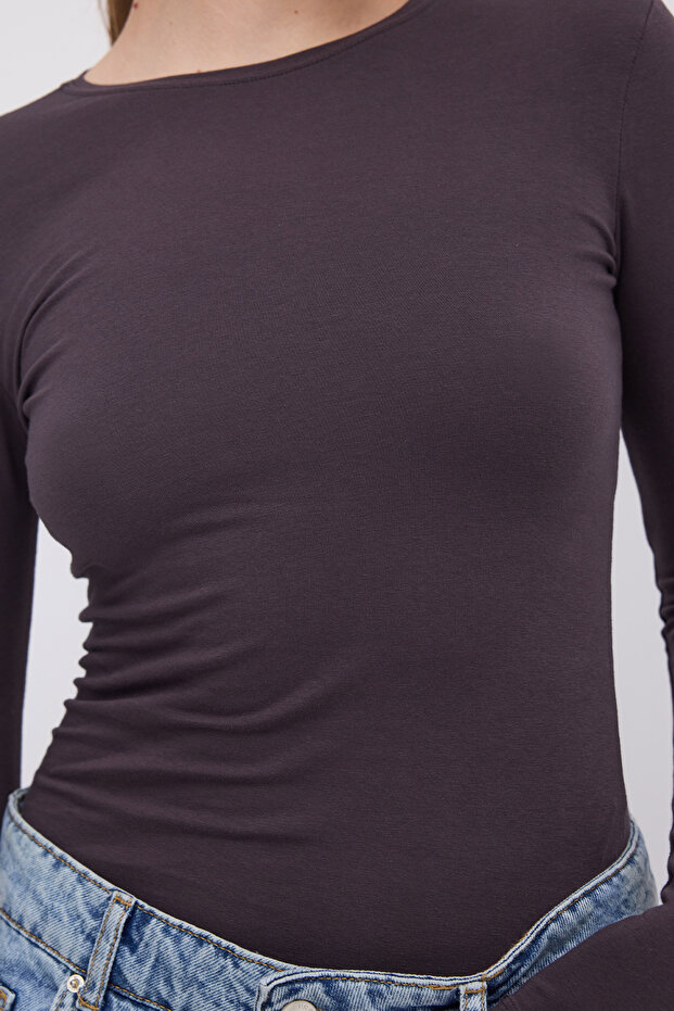 Bisiklet Yaka Basic Bluz B1496-DK2 - 3