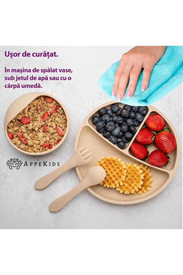 Silicone diversification set, AppeKids Basic Bubble Beige - 5