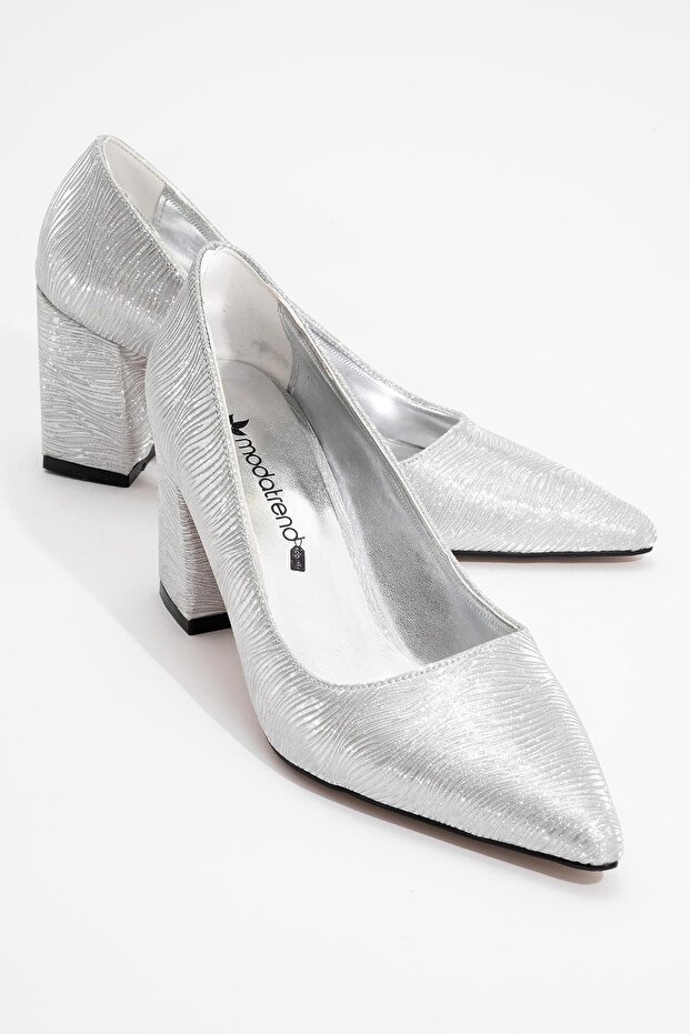 Women's High Heel Shoes Silver Wavy