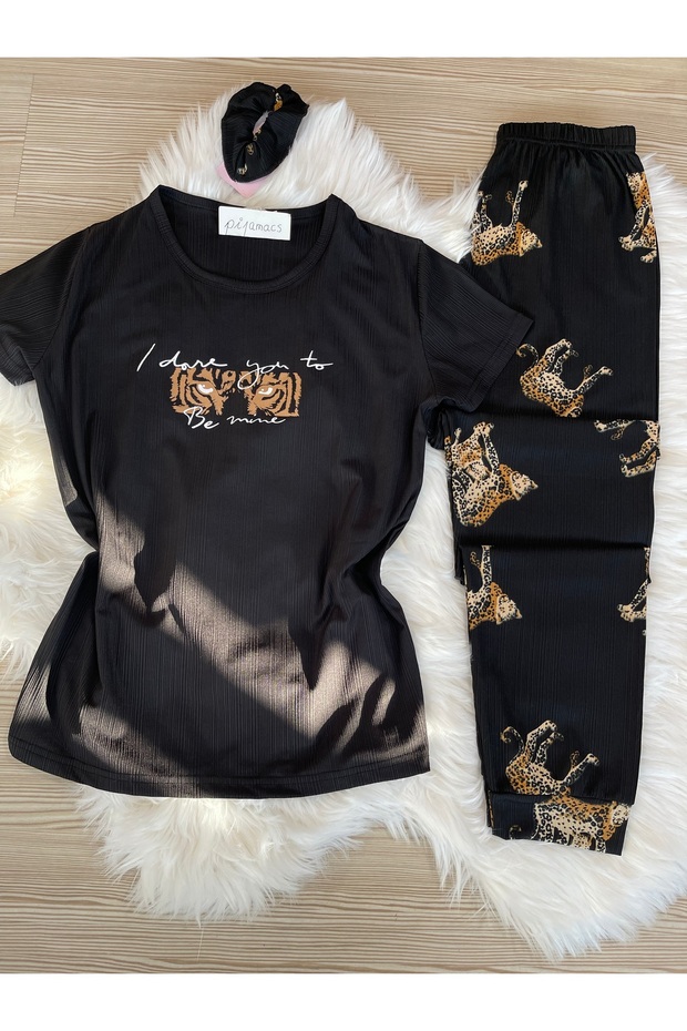 BLACK LEOPARD PATTERNED PEGASUS PAJAMAS SET - 8