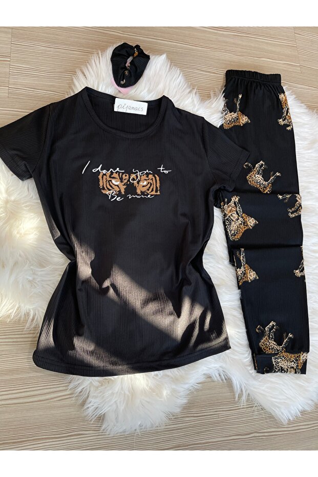 BLACK LEOPARD PATTERNED PEGASUS PAJAMAS SET - 6