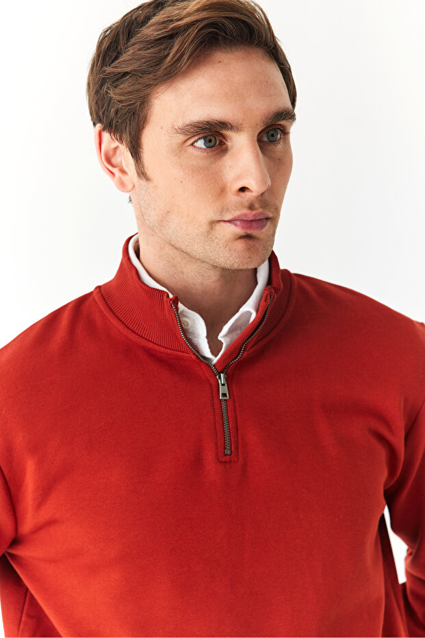 FERMUARLI DİK YAKA SWEATSHIRT - 2