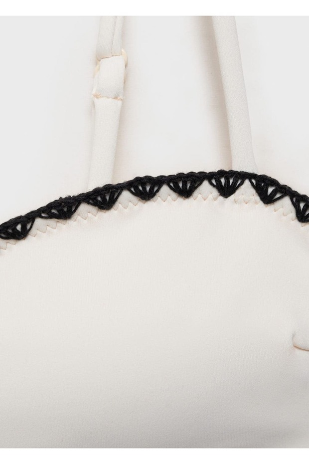 Kontrast biyeli bandeau bikini üstü - 5