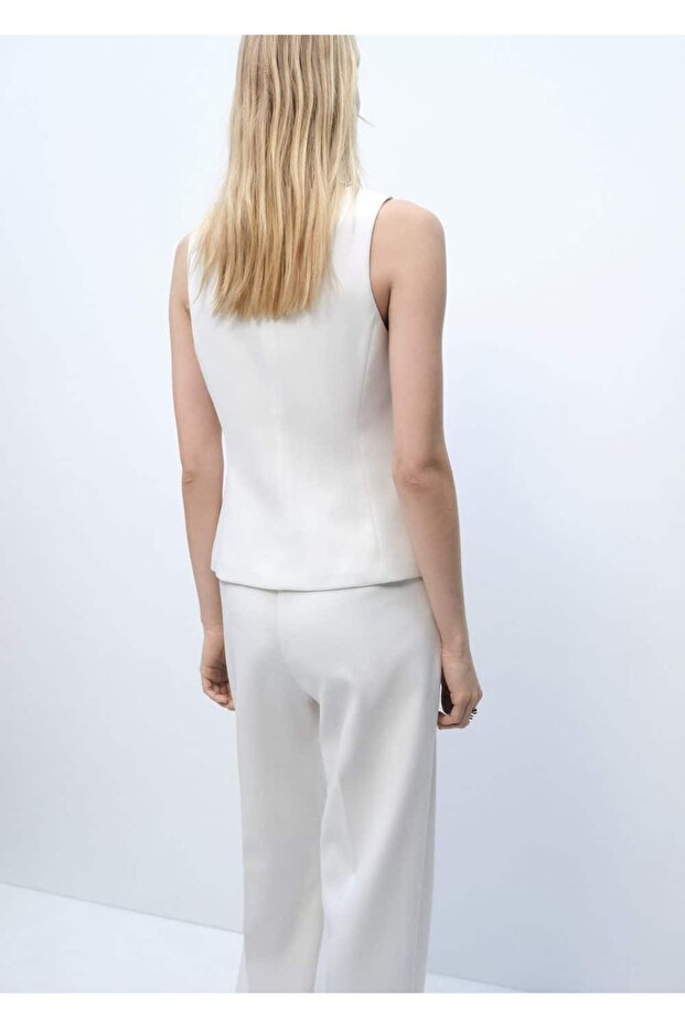 Çift düğmeli kumaş yelek - 4