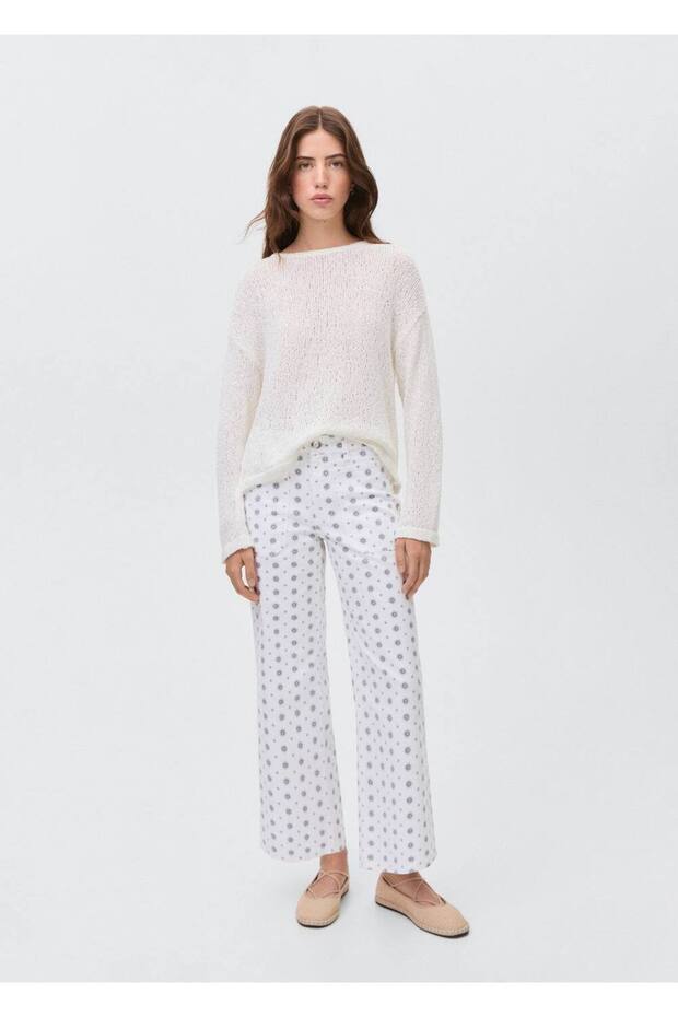 Desenli düz kesim jean - 2