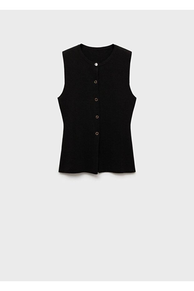 Düğmeli ince triko yelek - 3