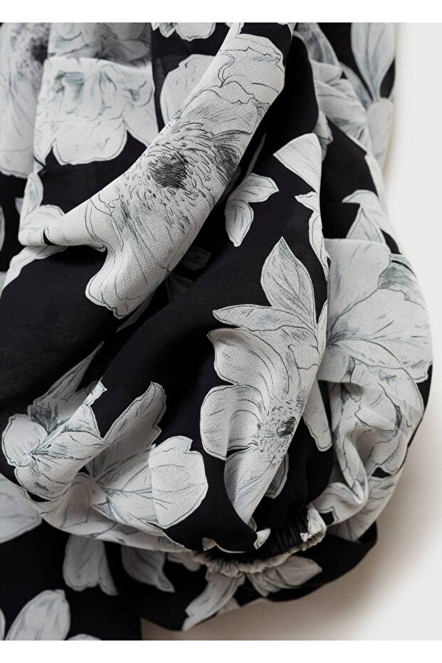 Çiçekli straplez elbise - 5