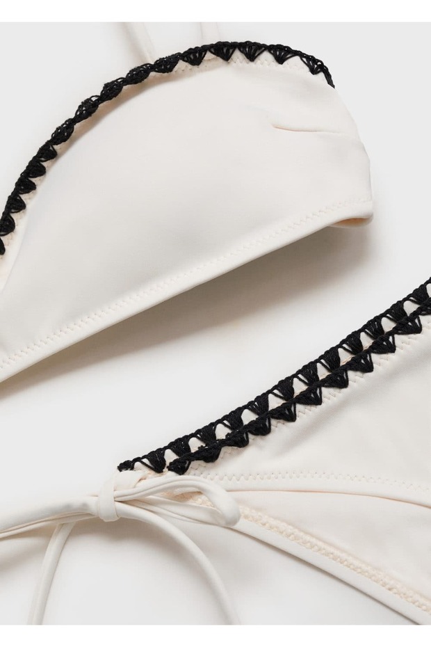 Kontrast biyeli bandeau bikini üstü - 6