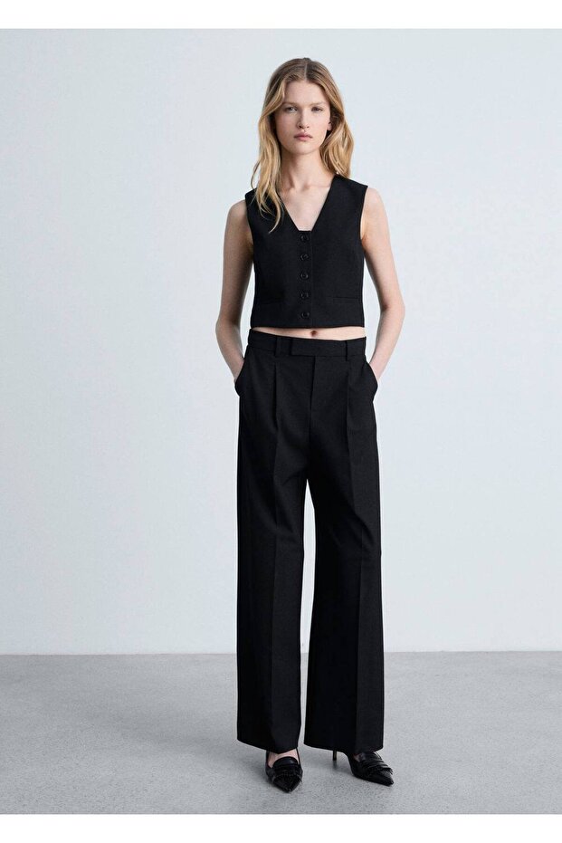 Crop kumaş yelek - 2