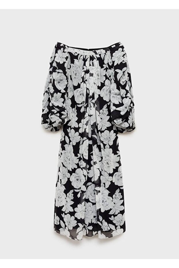 Çiçekli straplez elbise - 3