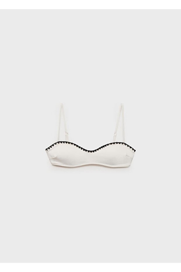 Kontrast biyeli bandeau bikini üstü - 3