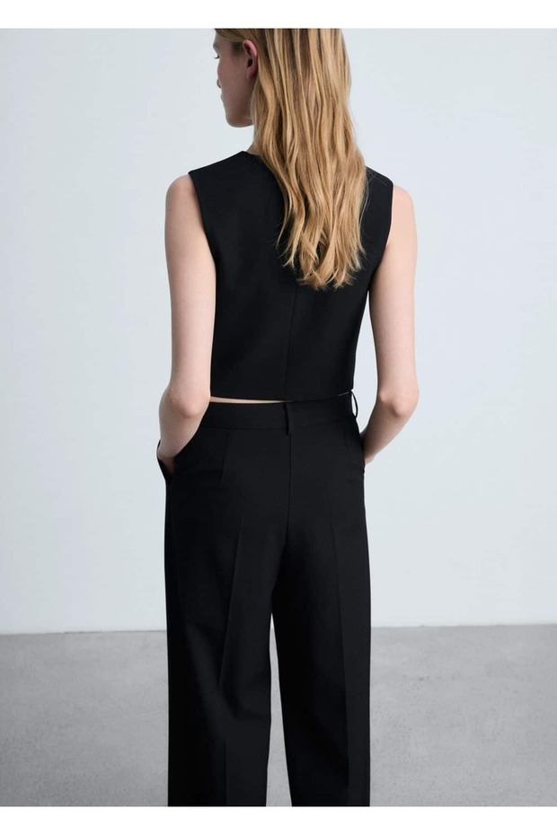 Crop kumaş yelek - 4