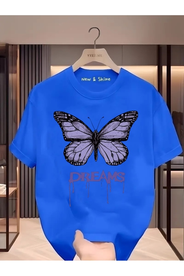 Dreams Butterfly Printed Oversize T-Shirt