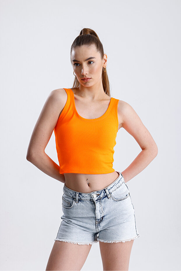 Oval Yaka Fitilli  Büstiyer Crop - 7