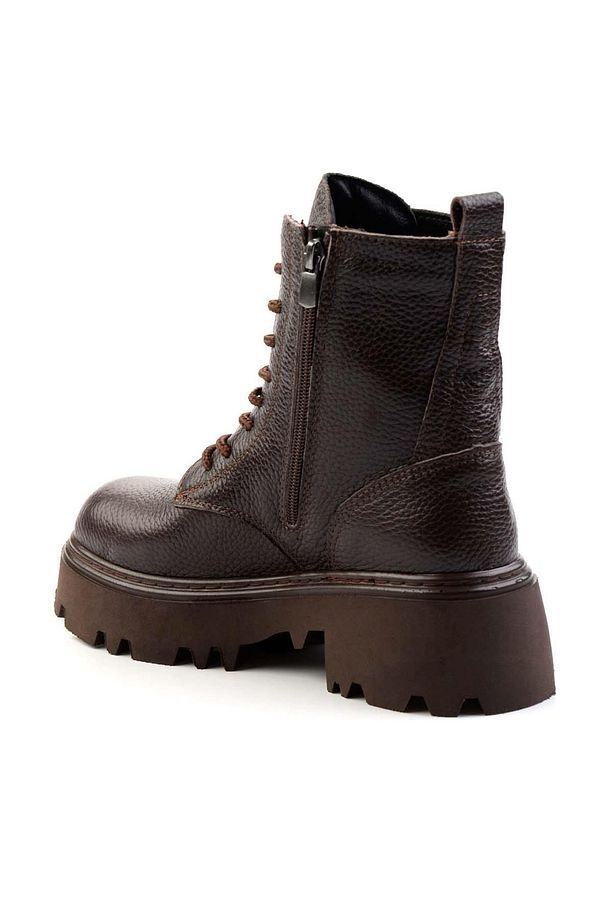 Kahve Hakiki Deri Kadın Bot & Bootie K02192187003 - 4