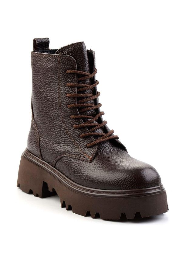 Kahve Hakiki Deri Kadın Bot & Bootie K02192187003 - 3