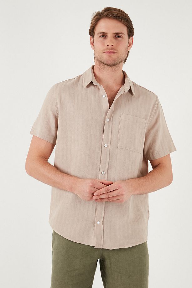 Pamuklu Regular Fit Tek Cepli Kısa Kol Gömlek Erkek GÖMLEK CF25S128230 - 7