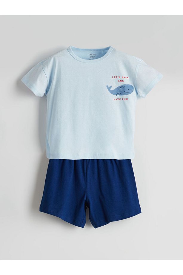 LCW baby Baskılı Erkek Bebek Şortlu Pijama Takımı - 1