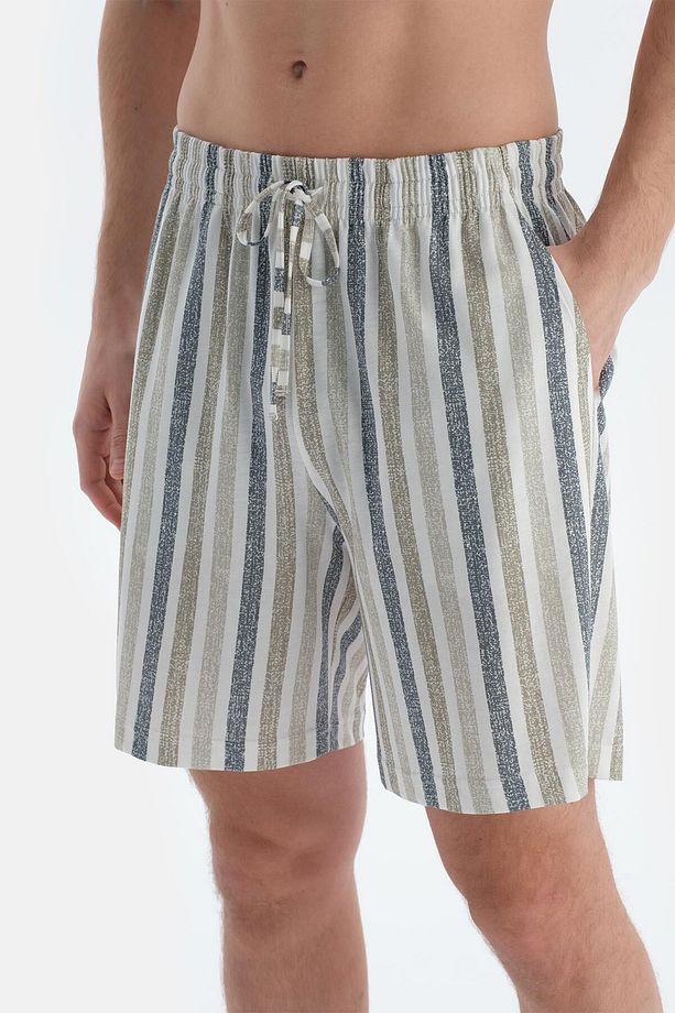 İndigo Pat Ve Fleto Cep Detaylı Tişört Şort Pijama Takımı - 5