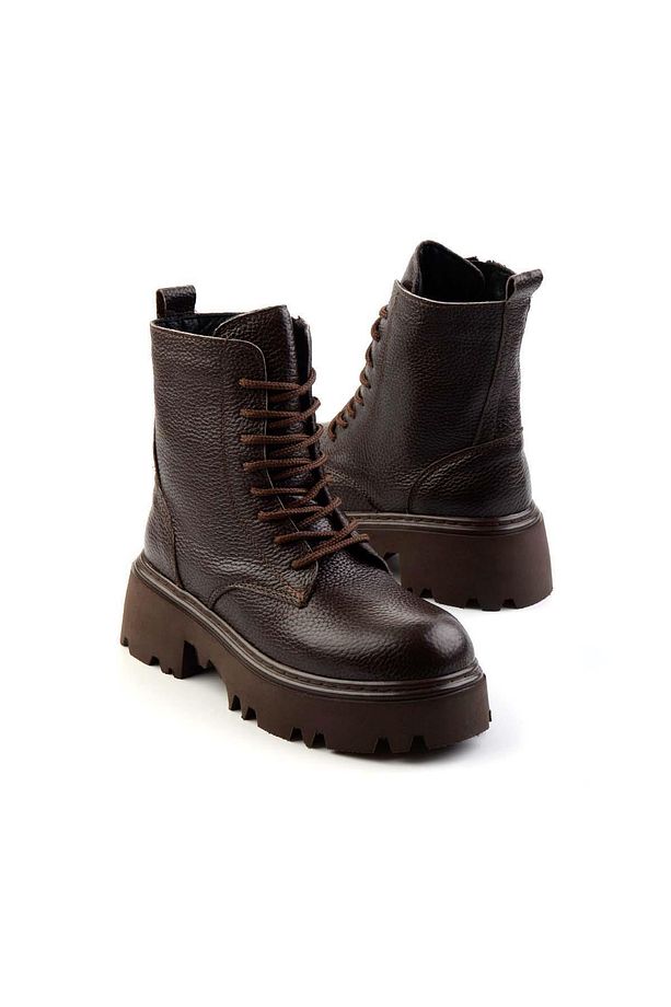 Kahve Hakiki Deri Kadın Bot & Bootie K02192187003 - 2