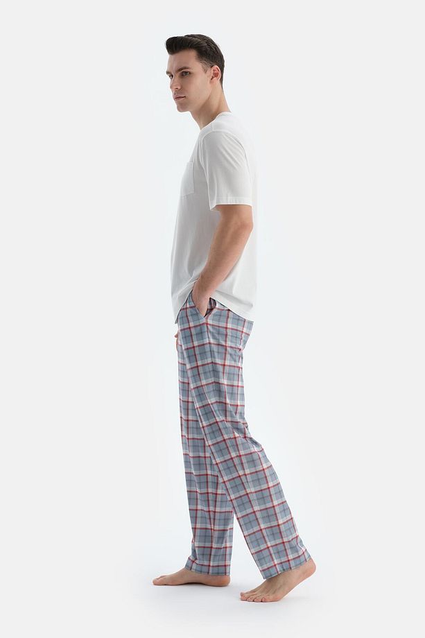 Ekru Cep Ve Nakış Detaylı Tişört Pantolon Pijama Takımı - 3