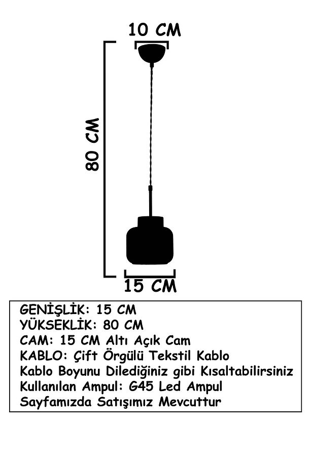 Kama Siyah Krom Bal Camlı Sarkıt Tekli Avize - 4