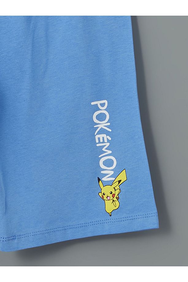 LCW Kids Bisiklet Yaka Pikachu Baskılı Erkek Çocuk Şortlu Pijama Takımı - 6