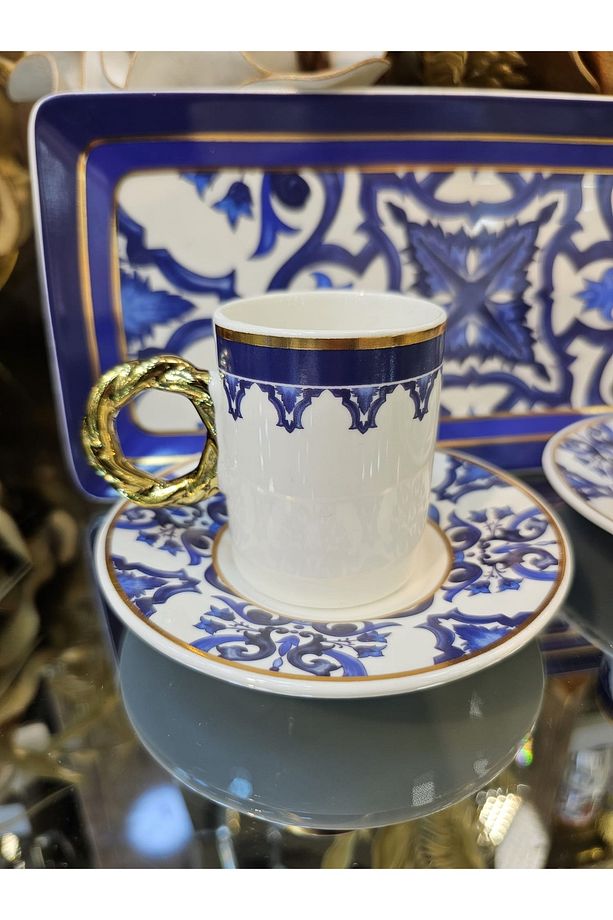 2 Kişilik Tabaklı Şık Kahve Fincan Takımı 90 ML - 2