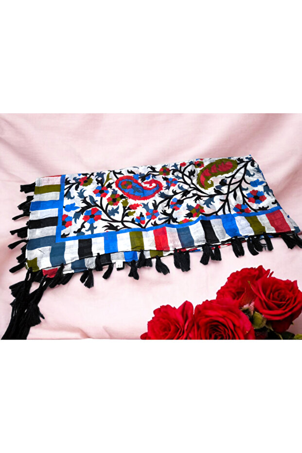 وشاح حريري أزرق - 3