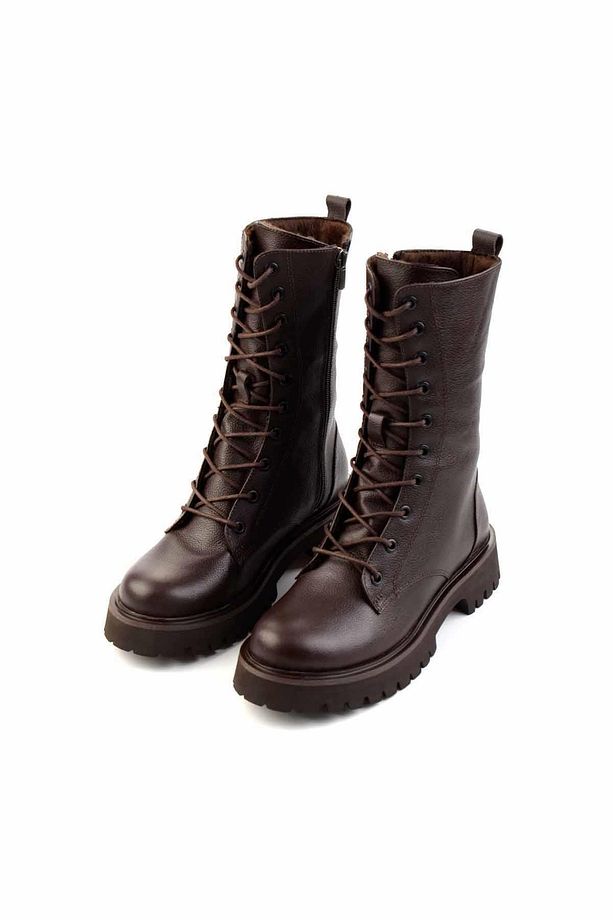 Kahve Hakiki Deri Kadın Bot & Bootie K02666415003 - 2