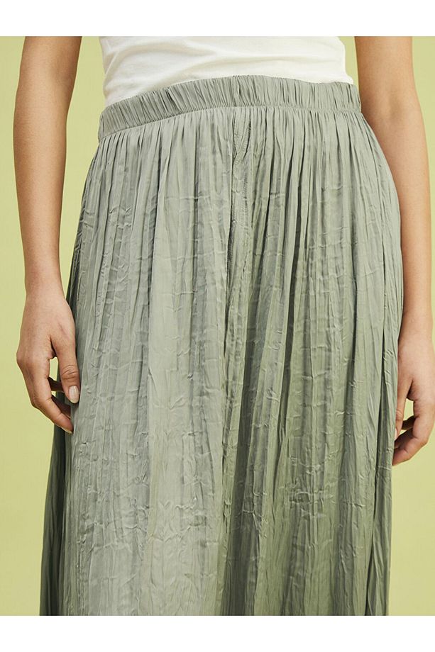 LCW Beli Lastikli Saten Kadın Etek Fast Moda - 3